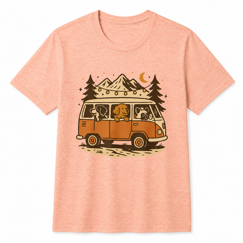 Adventure Dogs Camper Van T-Shirt  Dog Lover Camping Tee