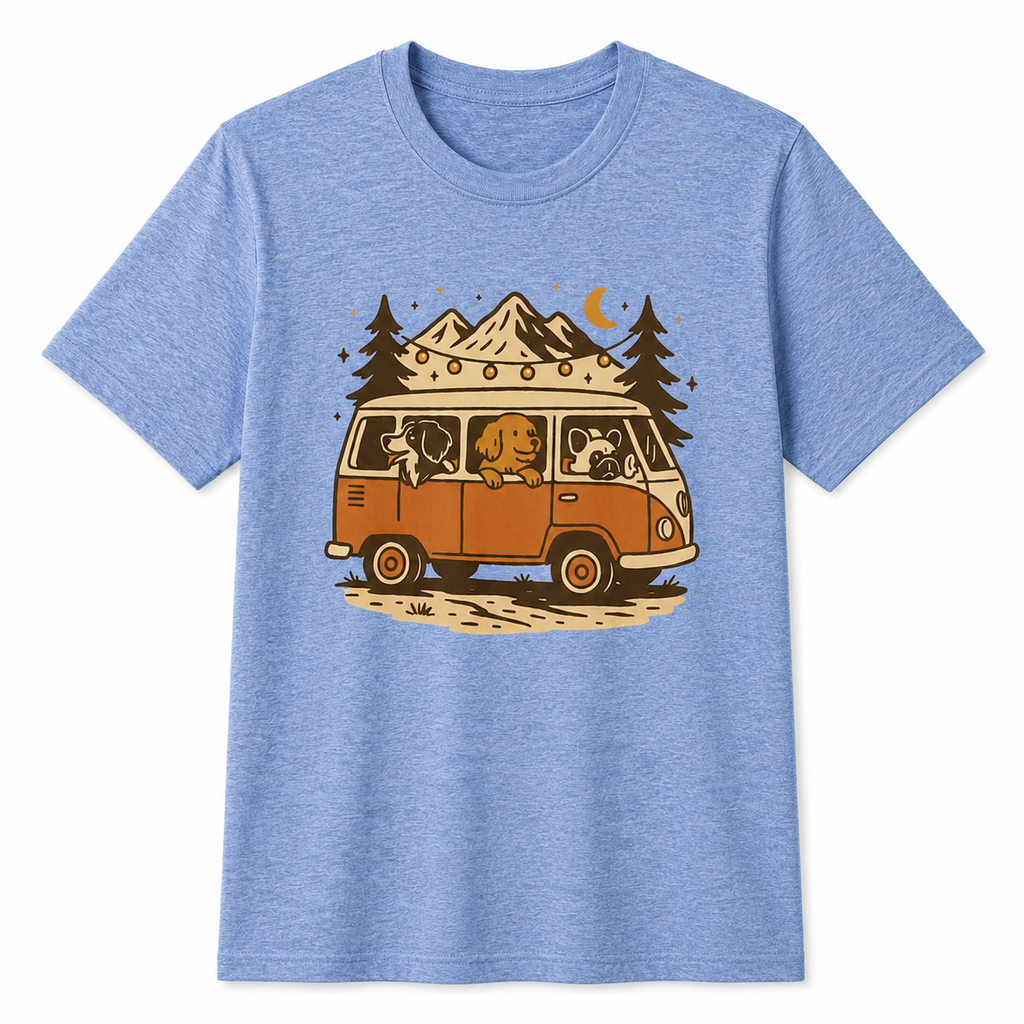Adventure Dogs Camper Van T-Shirt  Dog Lover Camping Tee