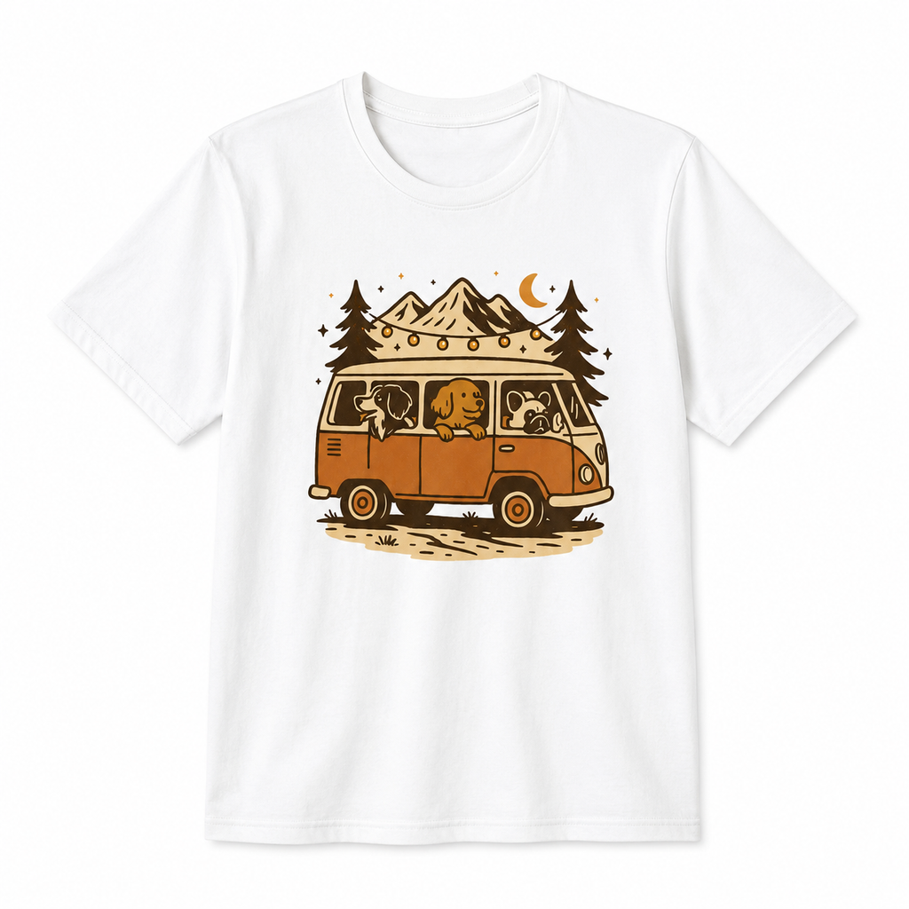Adventure Dogs Camper Van T-Shirt  Dog Lover Camping Tee